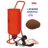 Sableuse Aérogommeuse mobile sur Roulettes 56,70L 90lb 41kg + 20 Buses + Sac 20kg d&#039;Abrasif Garnet 120A+ Mesh