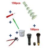 Kit 150 Masses d’Equilibrage à Frapper 5 à 30g +100 Valves TR413-414 + Tire Valve + Démonte Obus + Graisse Pneu + Pince