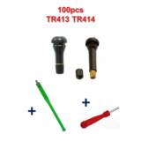 Kit 100 Valves TR413 et TR414 + Tire Valve + Démonte Obus