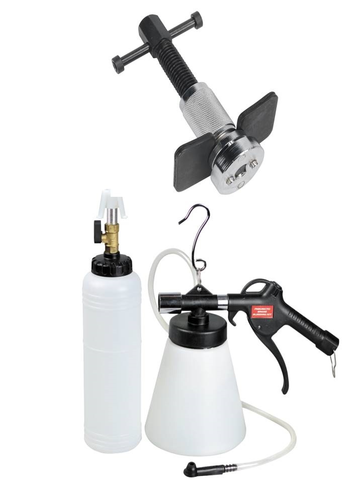 kit outils repousse piston etrier de frein + kit purgeur purge de frein autonome pneumatique avec remplissage 700 ml