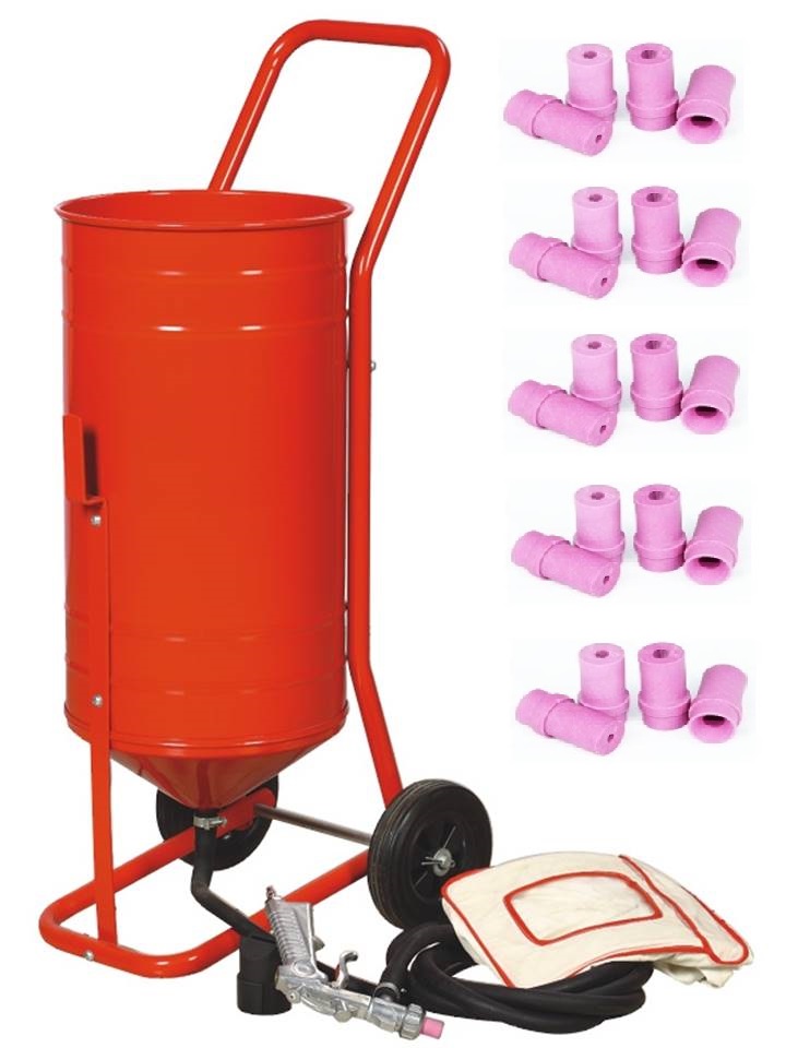 sableuse mobile sur roulettes 90lb 41kg + 20 buses