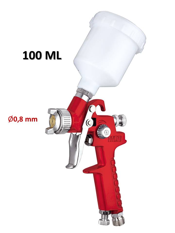 pistolet à peinture hvlp pneumatique 100ml buse 0,8mm triple réglage