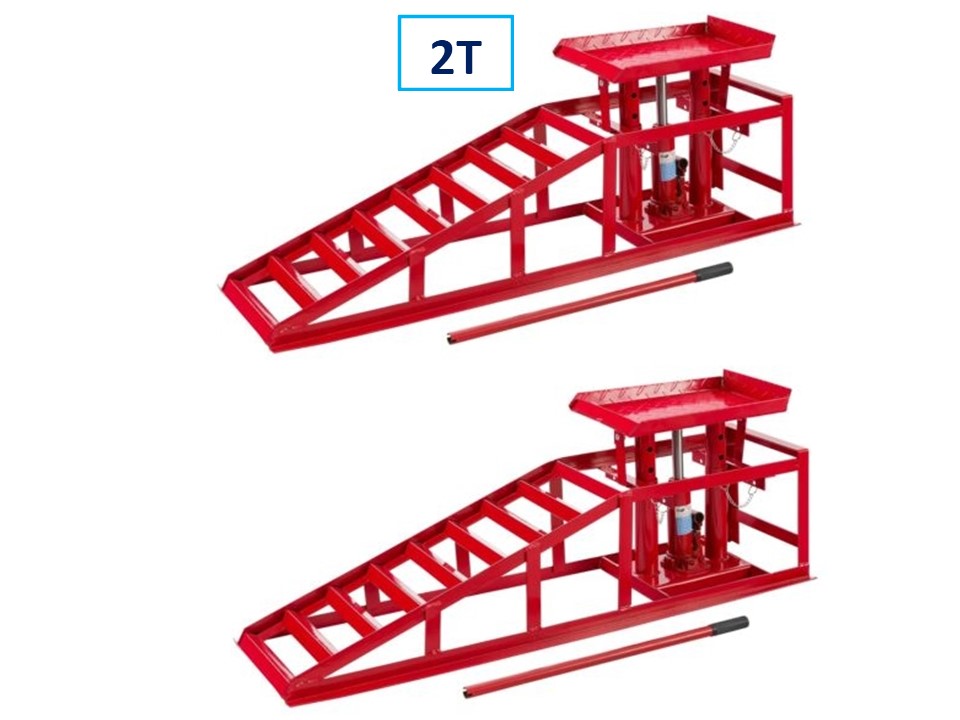 paire de rampes de levage hydrauliques 2t chargement véhicule réglable rampes d'accès de 240-420mm