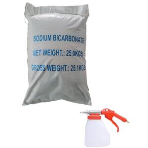 Pistolet de Sablage Bicarbonate de Soude 1L + Sac 25kg Abrasif Bicarbonate de Soude pour Sablage Aérogommage